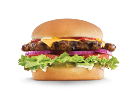 Hardee's Monster Thickburger with onion, tomatoes, and lettuce